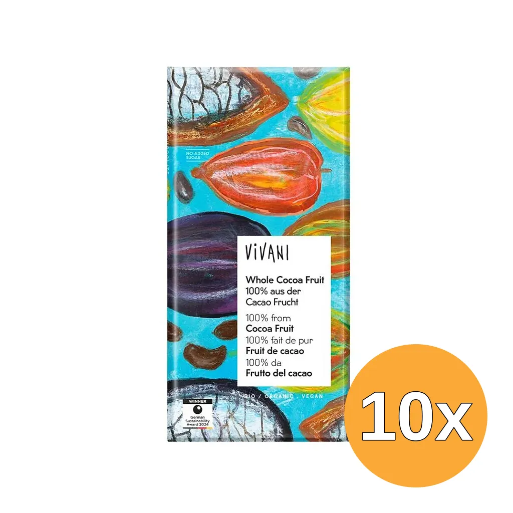 10x Vivani Chocolade Puur Whole Cacao Fruit Bio (80 gr)