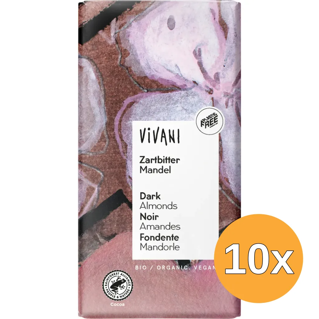 10x Vivani Chocolade Puur met Amandelen Bio (100 gr)
