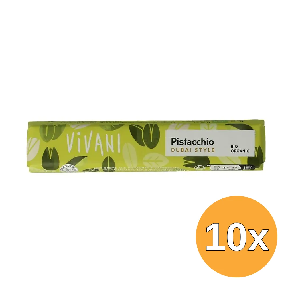 10x Vivani Chocolate To Go Pistacchio Dubai Style Bio (40 gr)