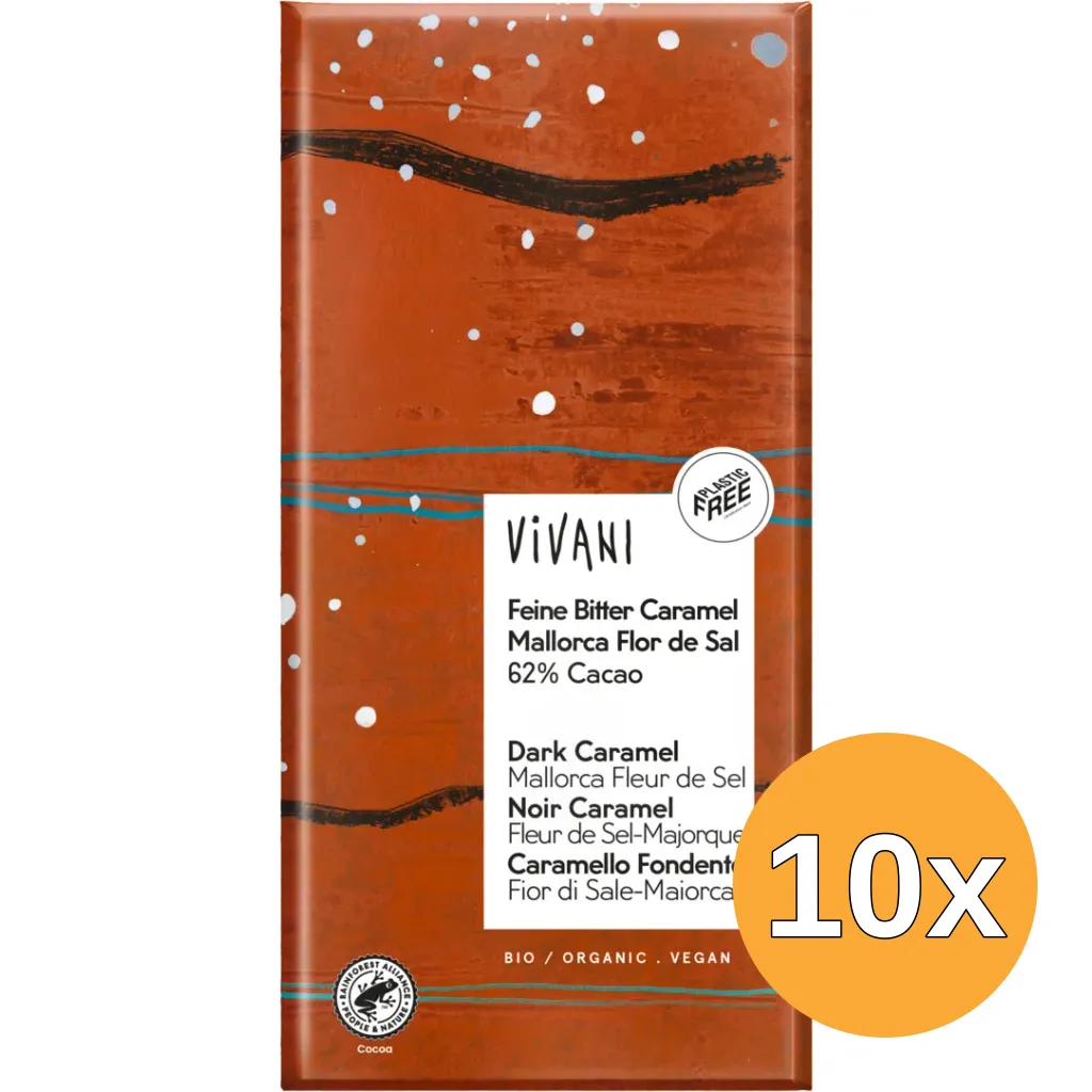 10x Vivani Dark caramel Mallorca fleur de sel 62% cacao bio (80 gr)