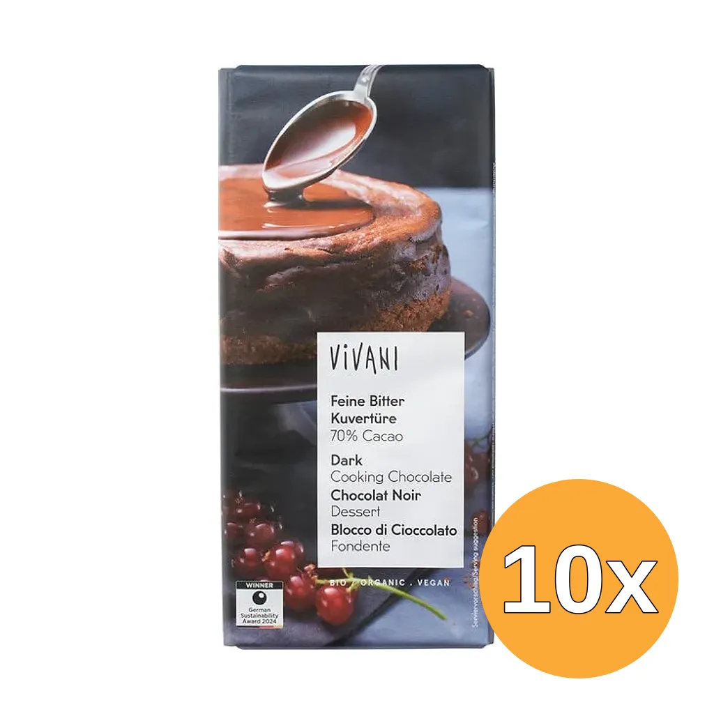 10x Vivani Kookchocolade Puur (150 gr)