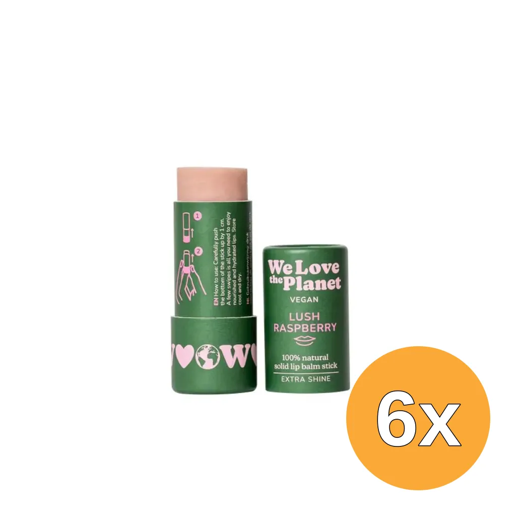 6x We Love The Planet Lip Balm - Lush Raspberry (Vegan) (4,9 gr)