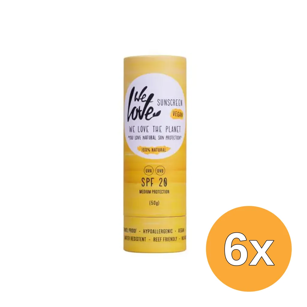 6x We Love The Planet Sunscreen Stick Spf20 Vegan (50 gr)