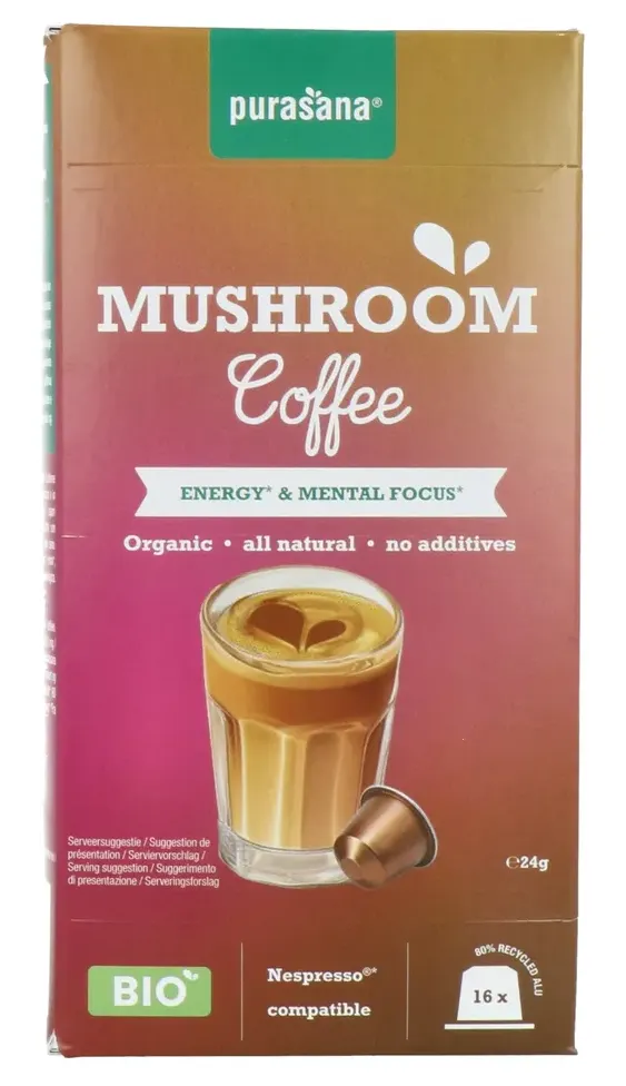 Purasana Hot Drinks Mushroom Coffee Caps Bio (16 x 1,5 gr)