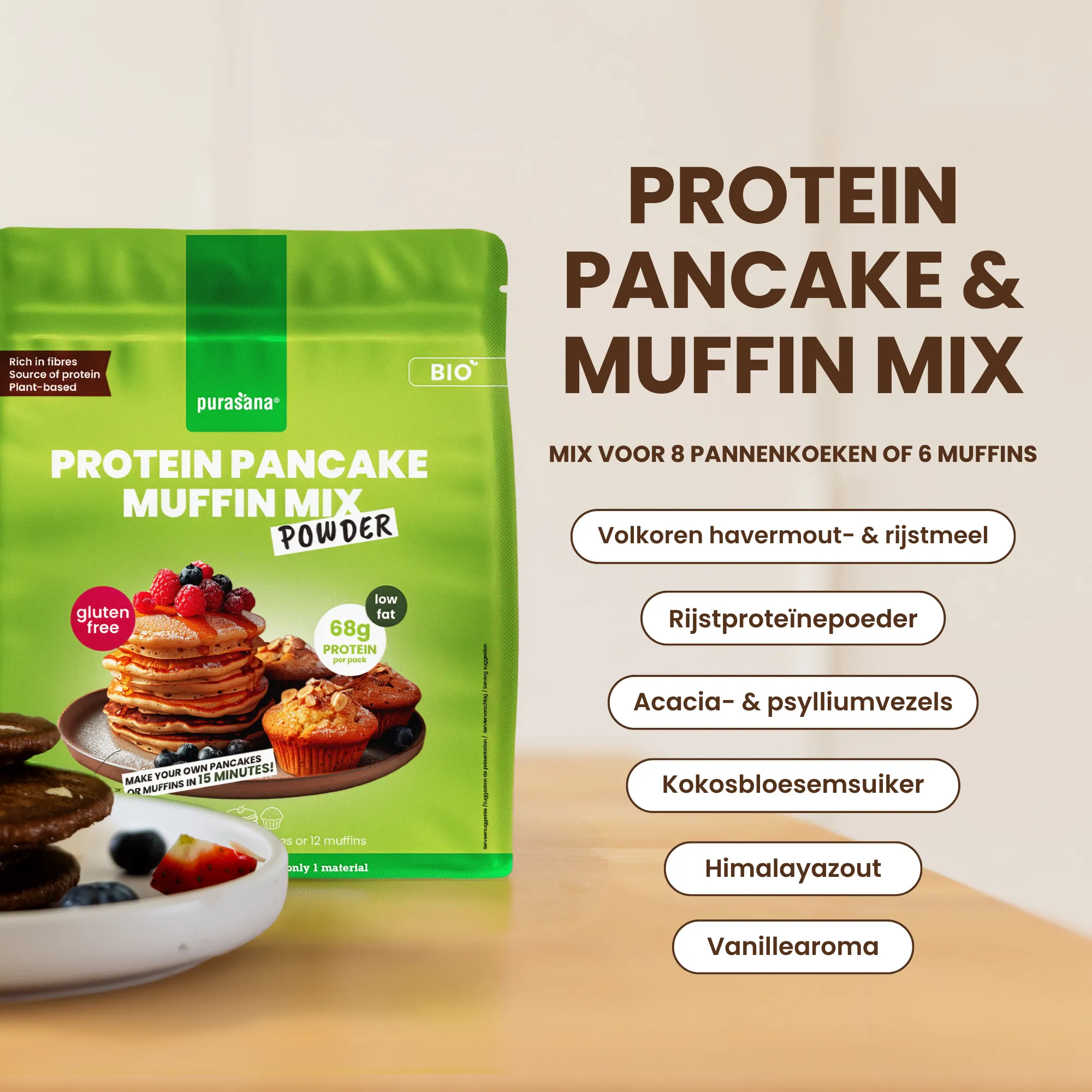 Purasana Protein Pancake - Muffin Mix Bio (400 gr) - image 3