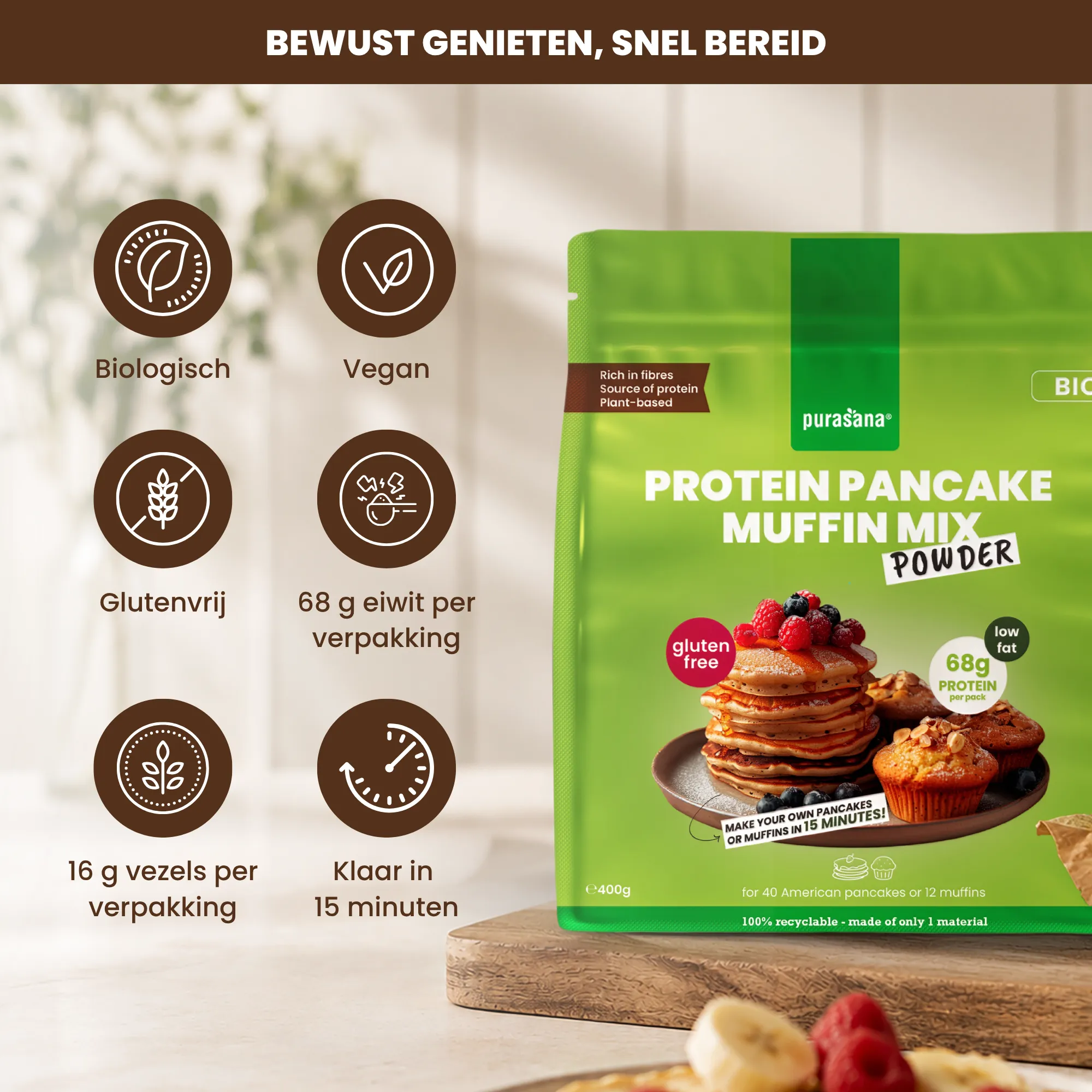 Purasana Protein Pancake - Muffin Mix Bio (400 gr) - image 5
