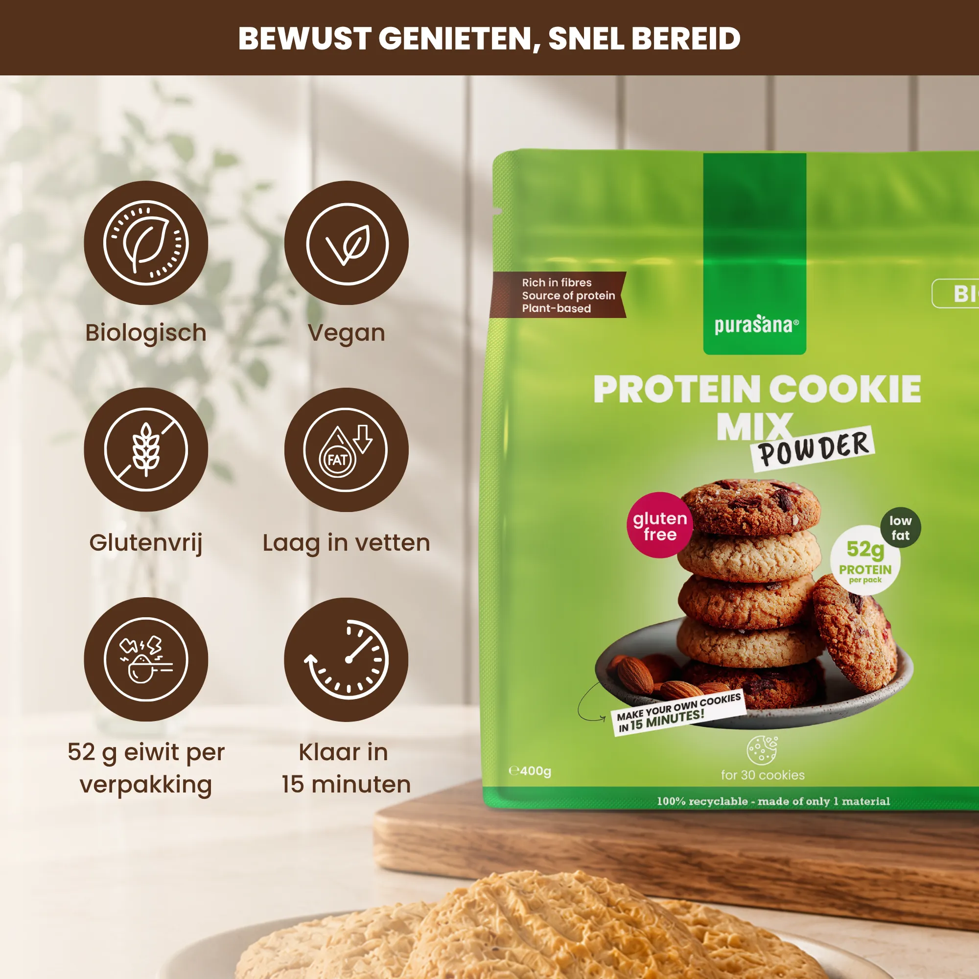 Purasana Protein Cookie Mix Bio (400 gr) - image 5