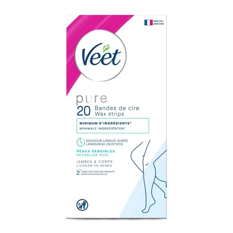 Veet Pure Koude Wasstrips Benen Normaal Huid (20 stuks)