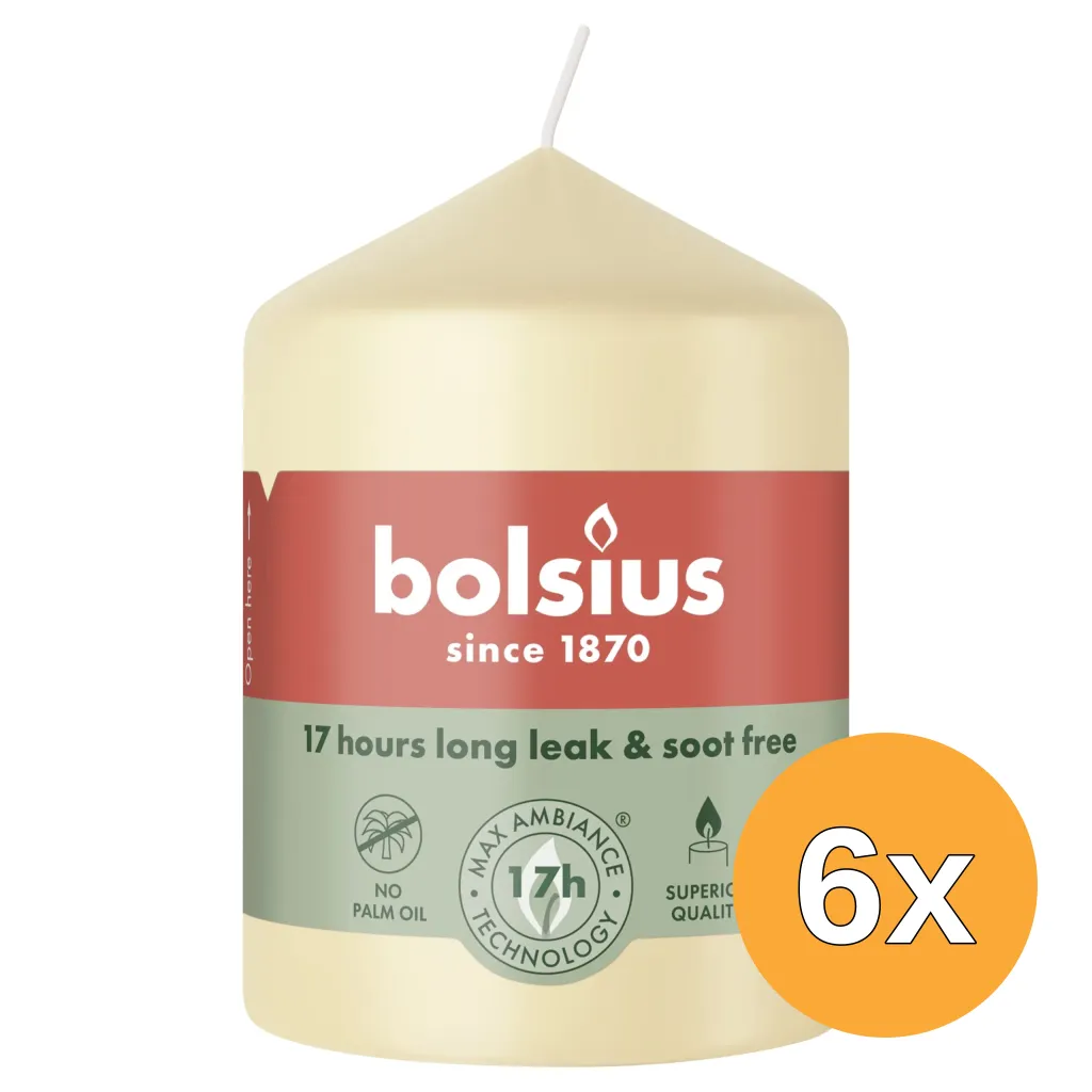 6x Bolsius Stompkaars 80/58 Beige (1 stuk)