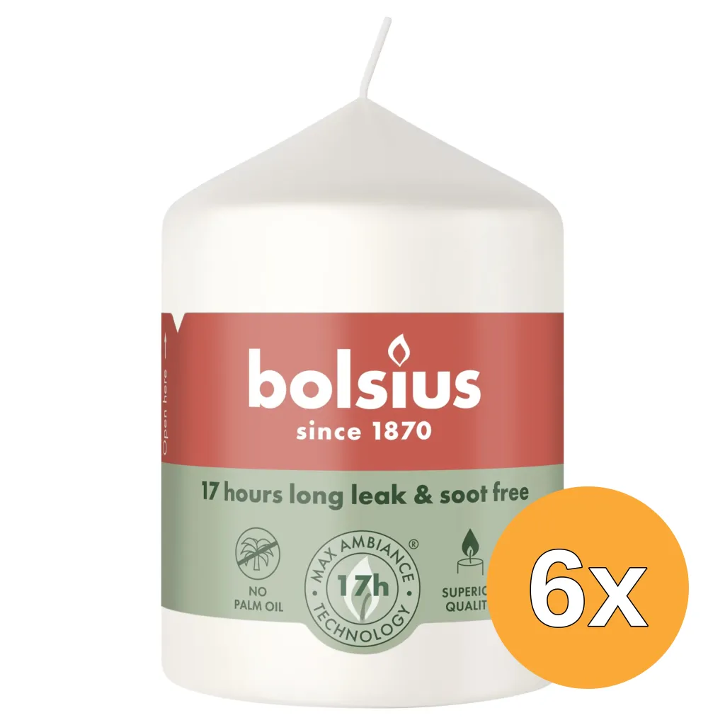6x Bolsius Stompkaars 80/58 Cloudy White (1 stuk)