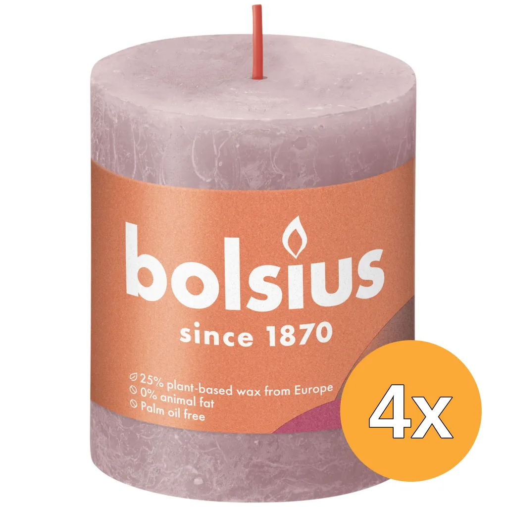 4x Bolsius Rustiekkaars 80/68 Ash Rose (1 stuk)
