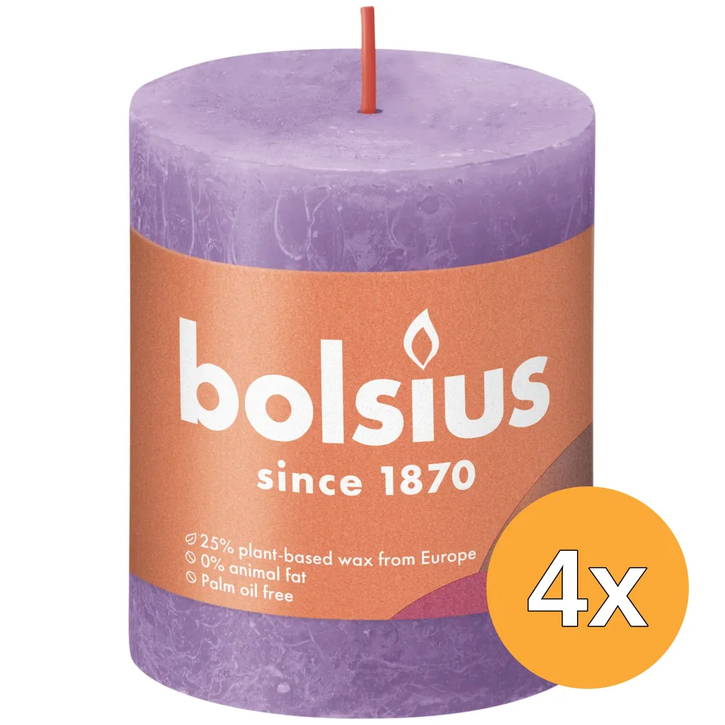 4x Bolsius Rustiekkaars 80/68 Vibrant Violet (1 stuk)
