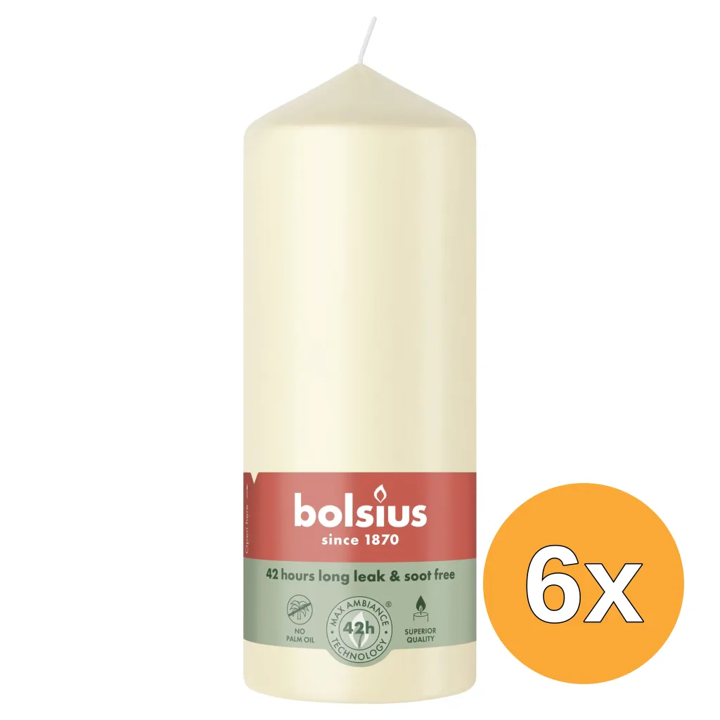 6x Bolsius Stompkaars 150/58 Soft Pearl (1 stuk)