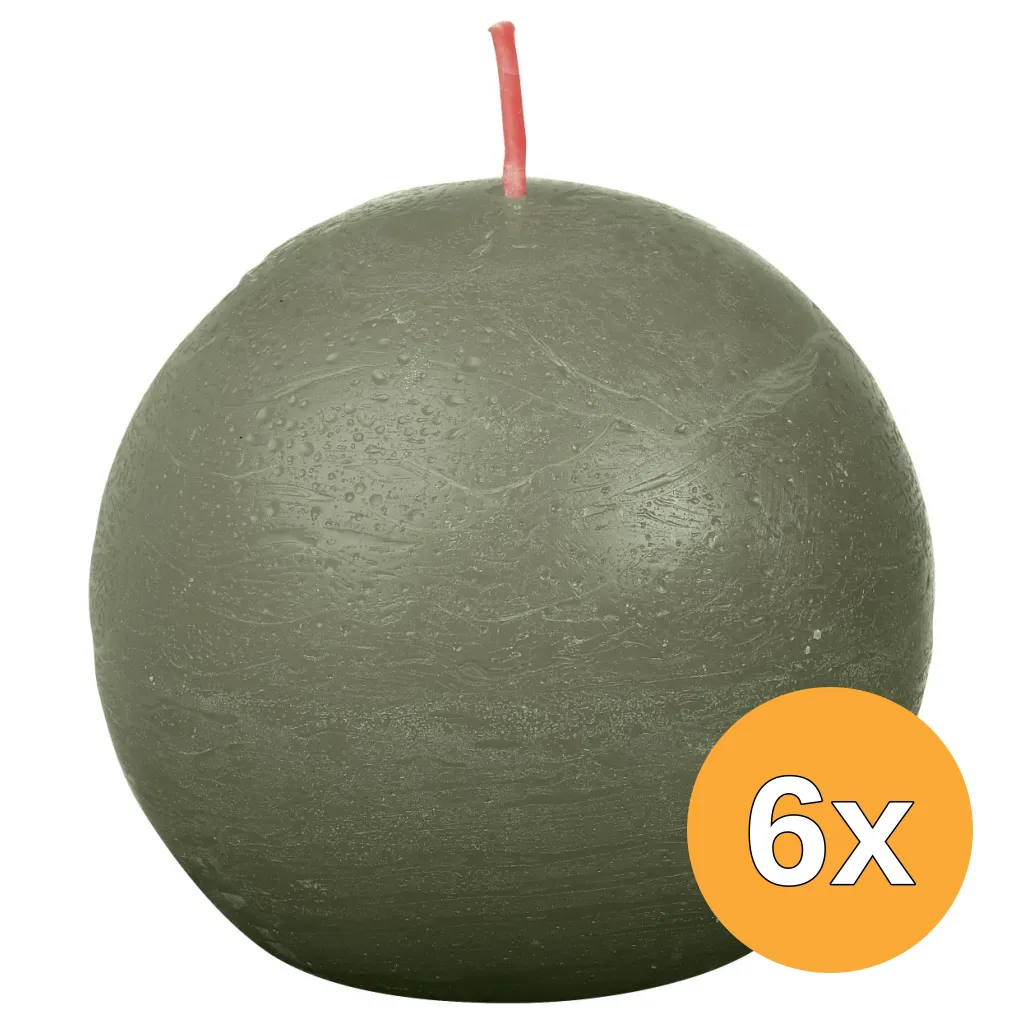 6x Bolsius Rustieke Bolkaars Ø76 Fresh Olive (1 stuk)