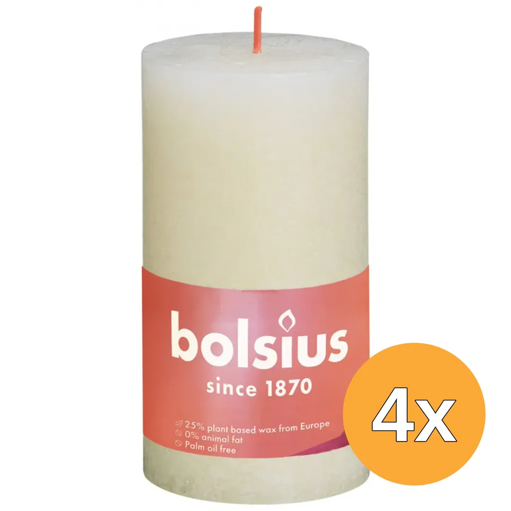 4x Bolsius Rustiekkaars Shine 130/68 130/68 Soft Pearl (1 stuk)