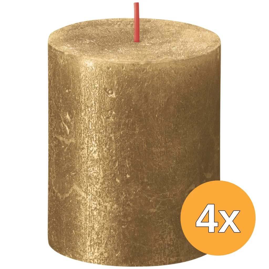 4x Bolsius Metallic Rustiekkaars 80/68 Goud (1 stuk)