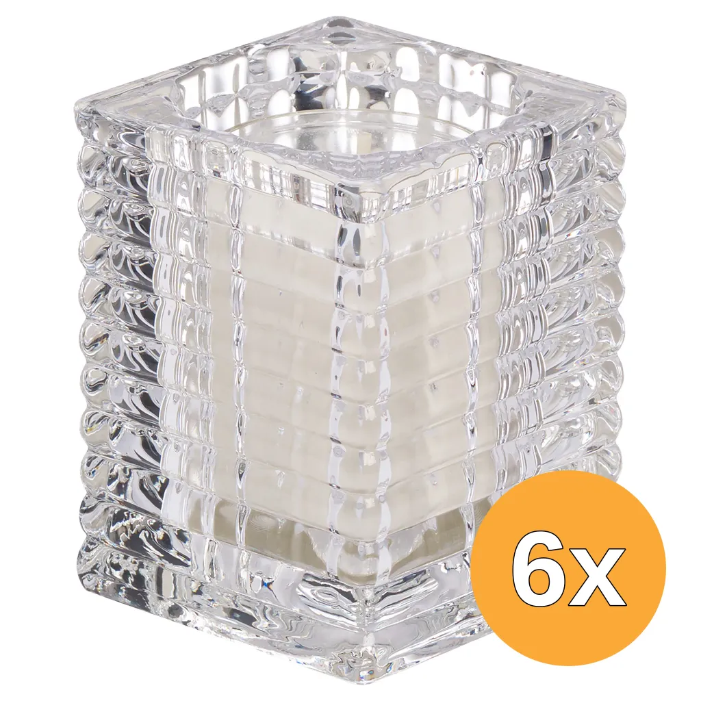 6x Bolsius Theelicht Houder Ribbed Transparant (1 stuk)