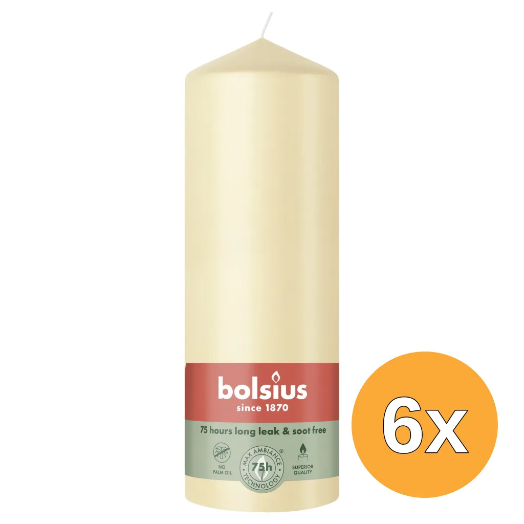 6x Bolsius Stompkaars 200/68 Beige (1 stuk)