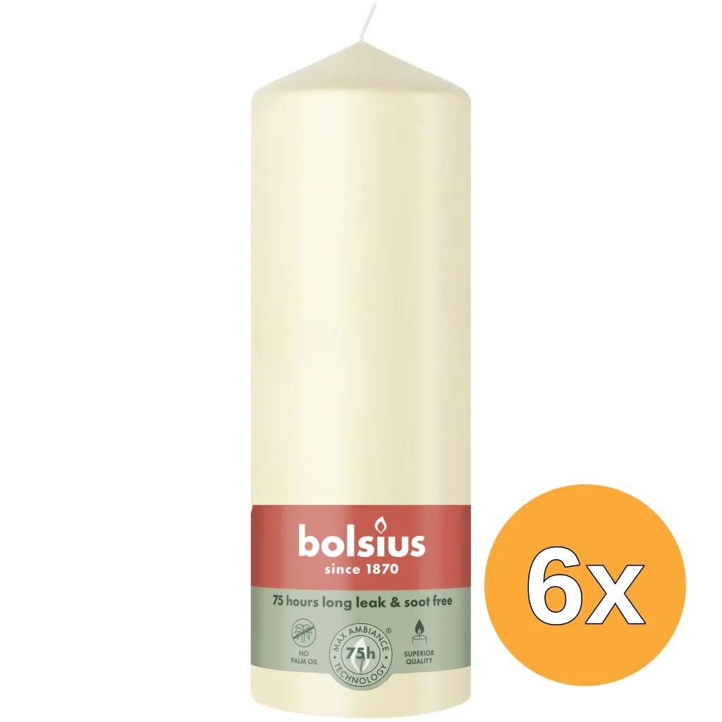 6x Bolsius Stompkaars 200/68 Soft Pearl (1 stuk)