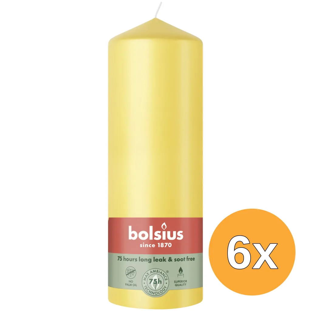6x Bolsius Stompkaars 200/68 Sunny Yellow (1 stuk)