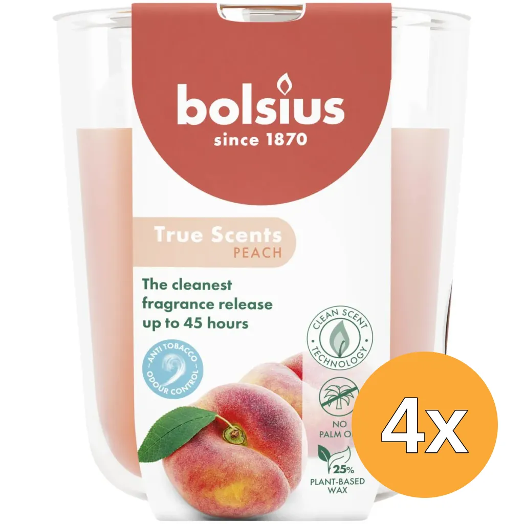 4x Bolsius Geurglas 97/85 True Scents Peach (1 stuk)