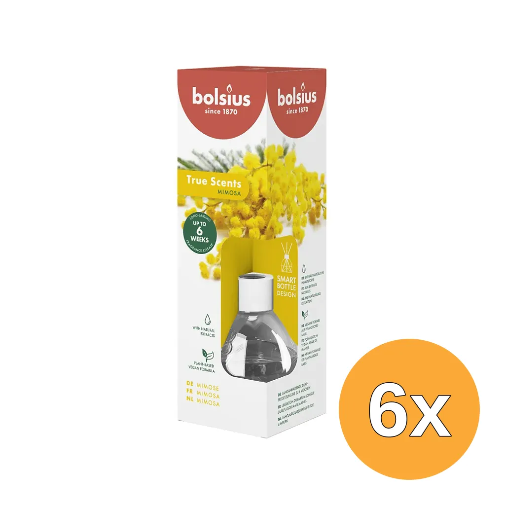 6x Bolsius True Scents Geurverspreider Mimosa (60 ml)