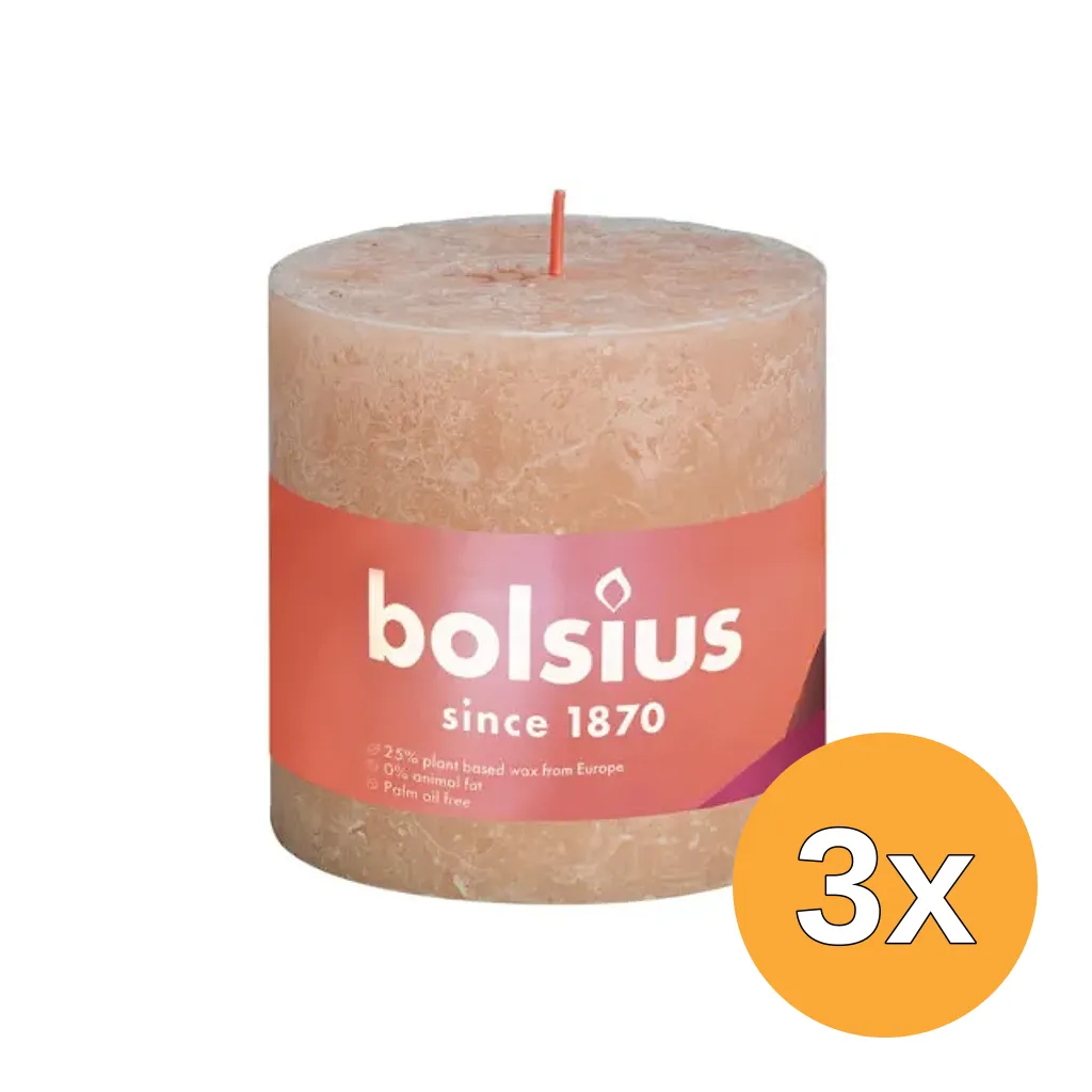3x Bolsius Rustiekkaars Shine 100/100 Misty Pink (1 stuk)