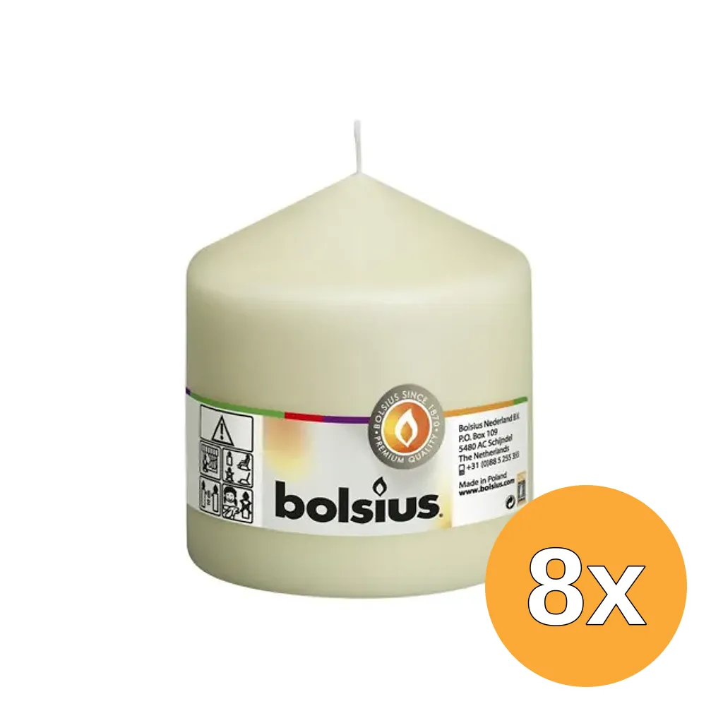 8x Bolsius Stompkaars 100/98 Ivoor (1 stuk)