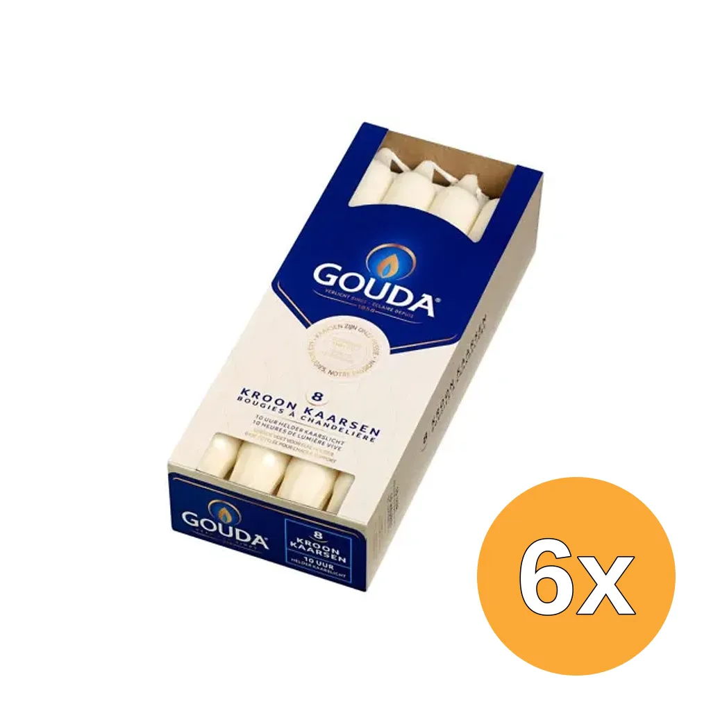 6x Gouda Kroonkaars Ivoor 240/24 (8 stuks)