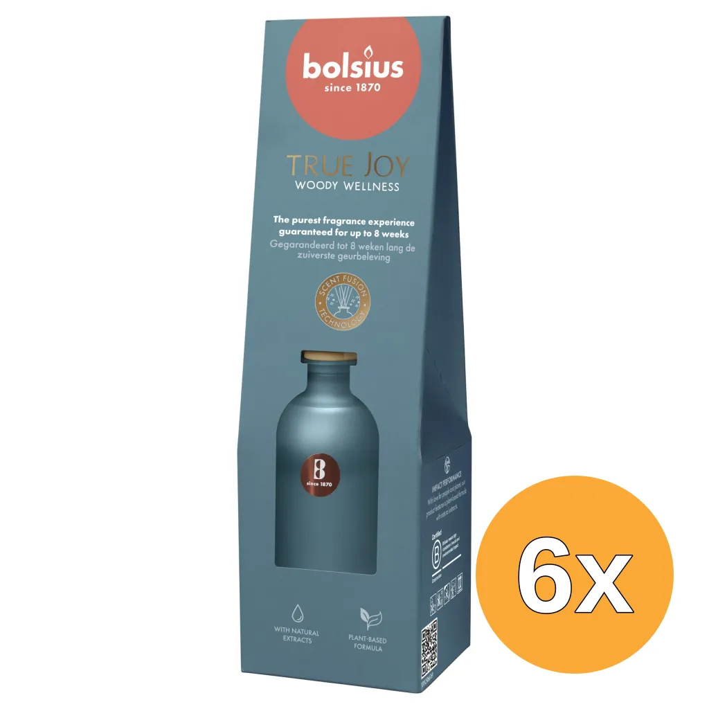 6x Bolsius Geurverspreider 80 ml True Joy Woody Wellness (1 stuk)