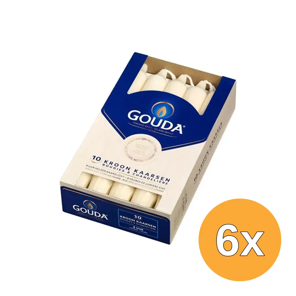 6x Gouda Kroonkaars Ivoor 200/24 (10 stuks)