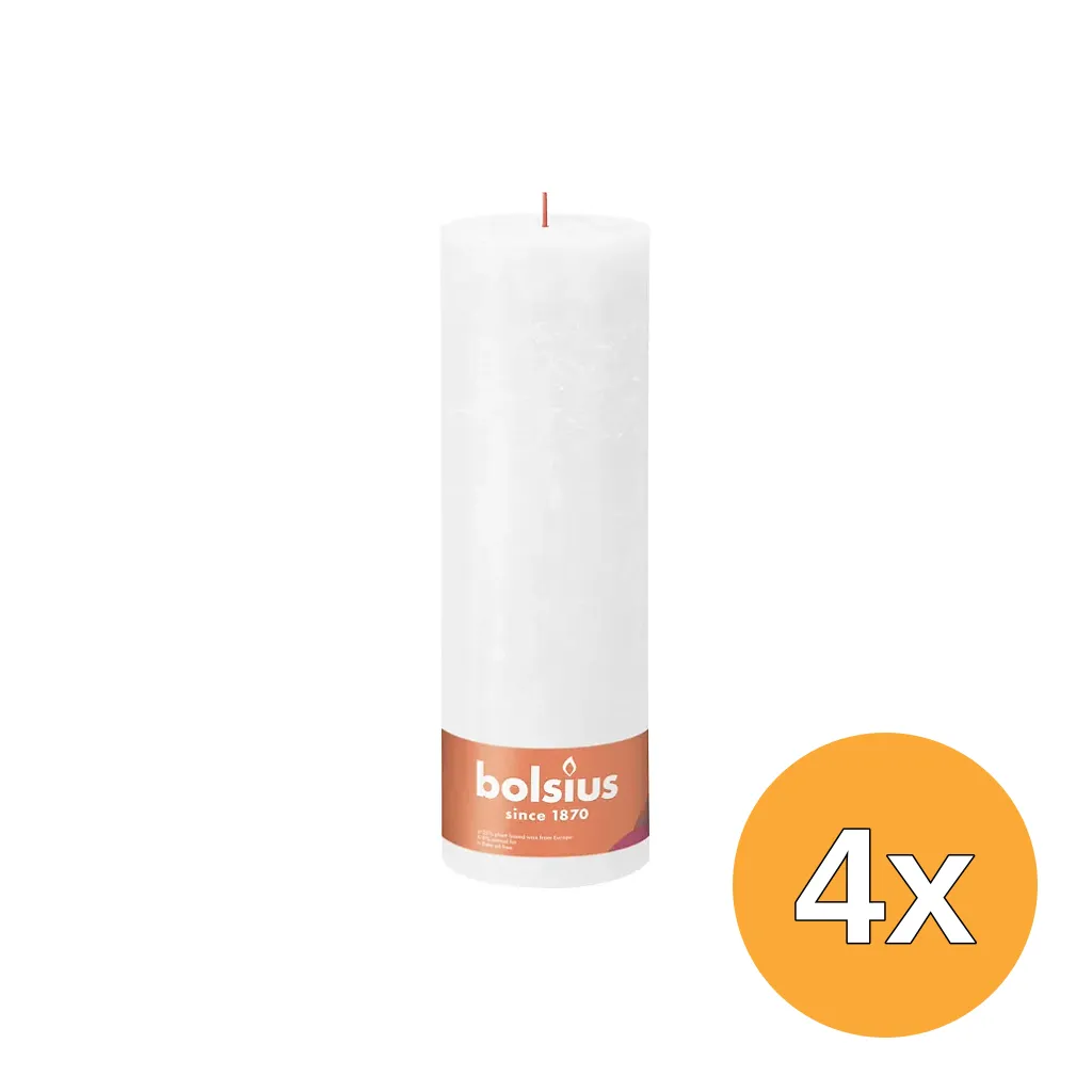 4x Bolsius Rustiekkaars 300/100 Cloudy White (1 stuk)