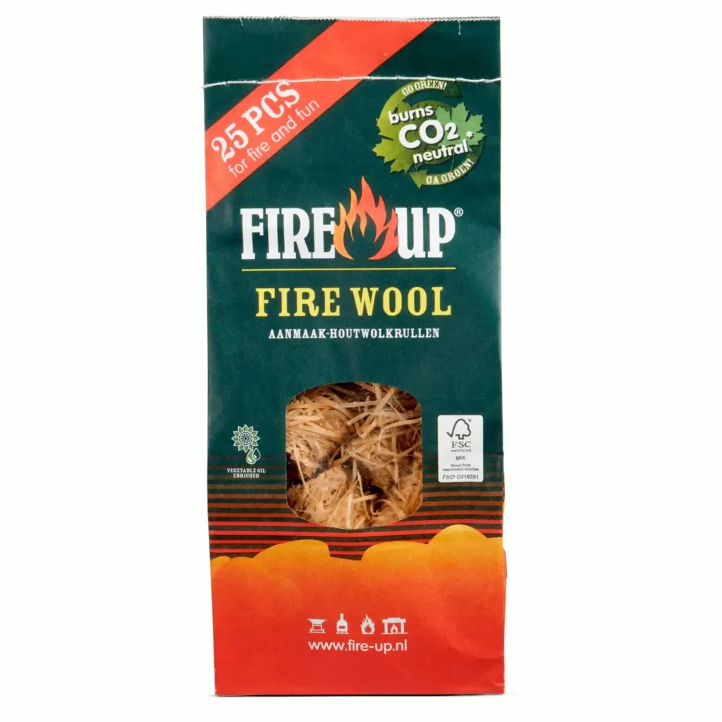 Fire-up Aanmaakhoutwol Zak (25 stuks)