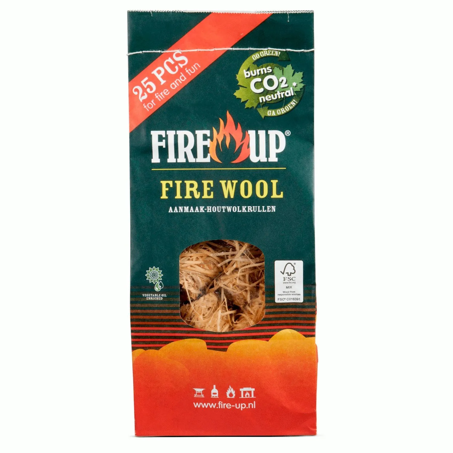 Fire-up Aanmaakhoutwol Zak (25 stuks)