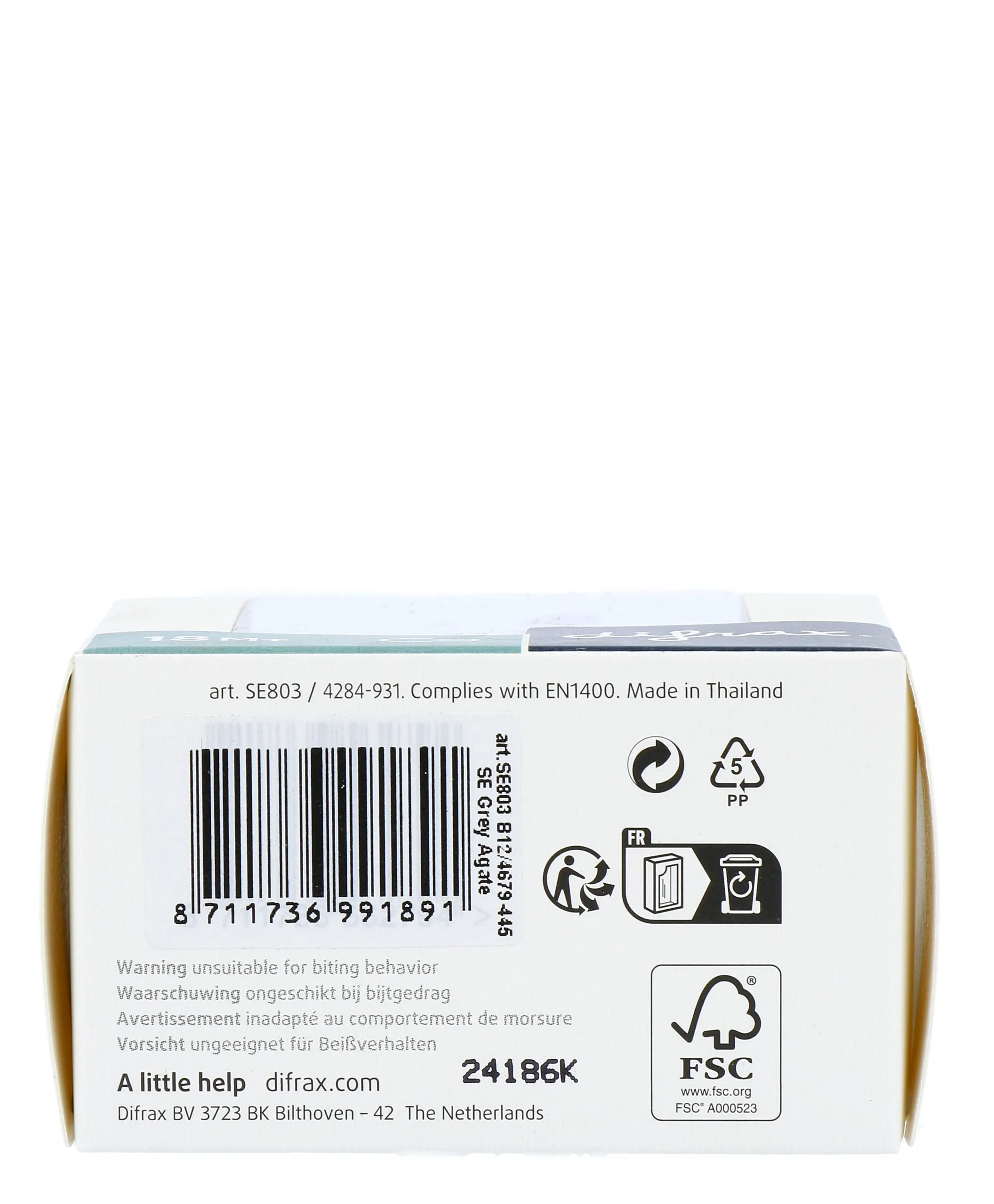Difrax Fopspeen Natural 18 maand Siliconen Grey (1 stuk) - image 2