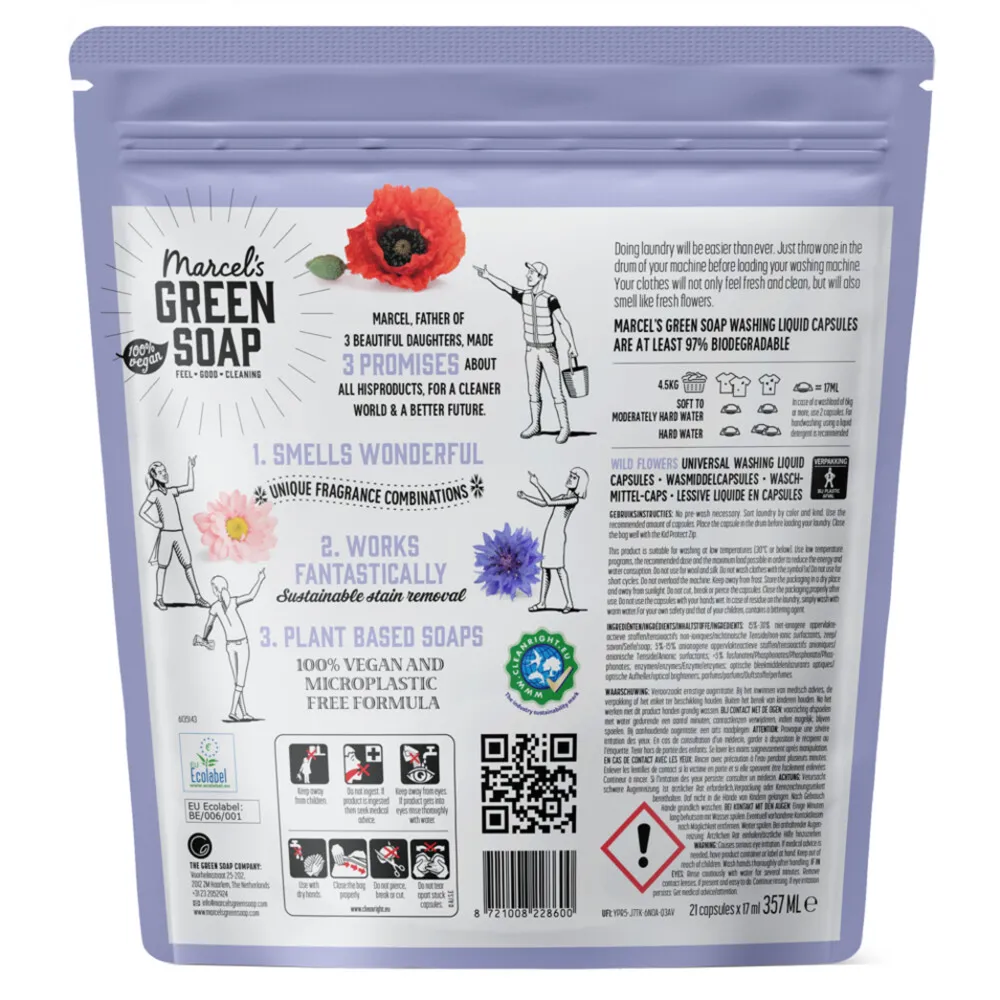 Marcel's Green Soap Wascapsules wilde bloemen (21 capsules)