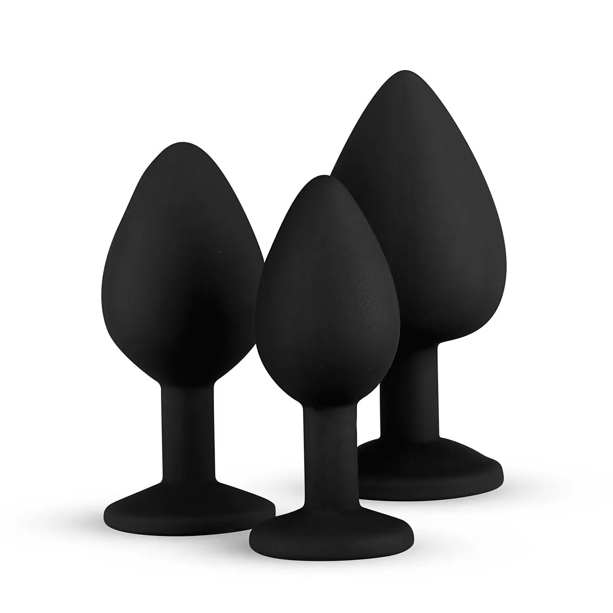 Easytoys Anal Collection Siliconen Buttplug Met Diamant - Zwart (3 stuks) - image 3
