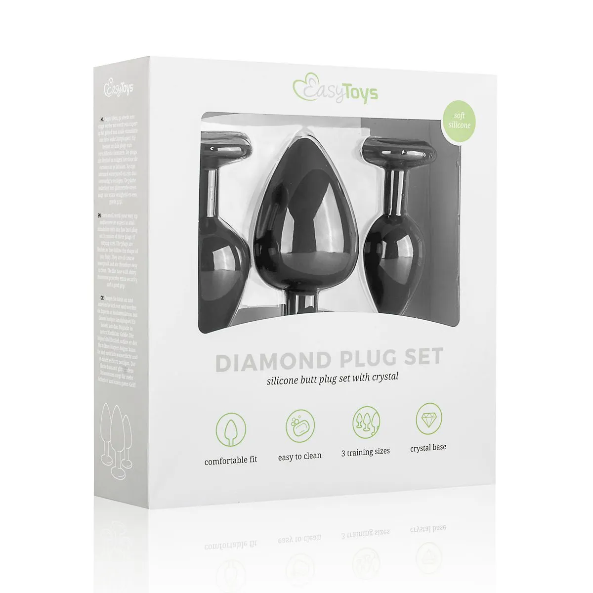 Easytoys Anal Collection Siliconen Buttplug Met Diamant - Zwart (3 stuks) - image 4