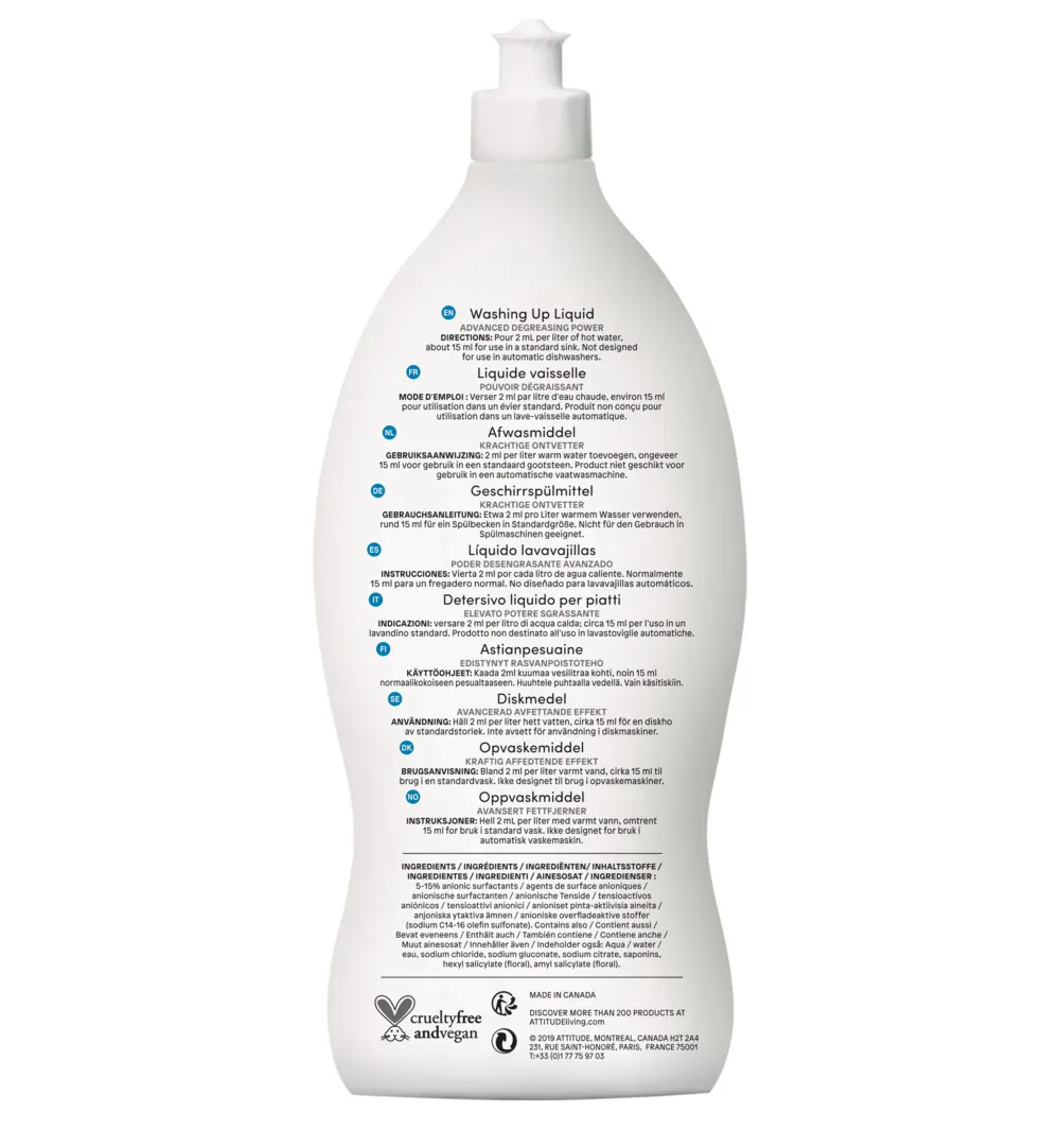 Attitude Nature+ Afwasmiddel Wild Flowers (700 ml)