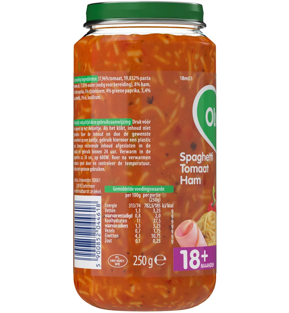 Olvarit Spaghetti tomaat ham 18M03 (250 gr) - image 3