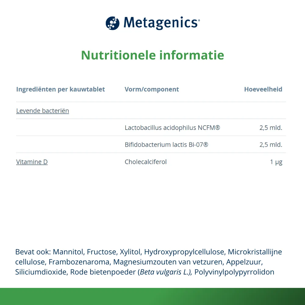 Metagenics Bactiol Junior Chew (30 kauwtabletten)