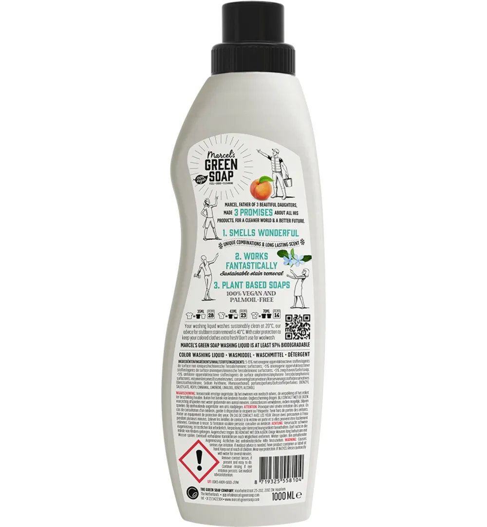 Marcel's Green Soap Wasmiddel Kleur Peach & Jasmin (1000 ml)
