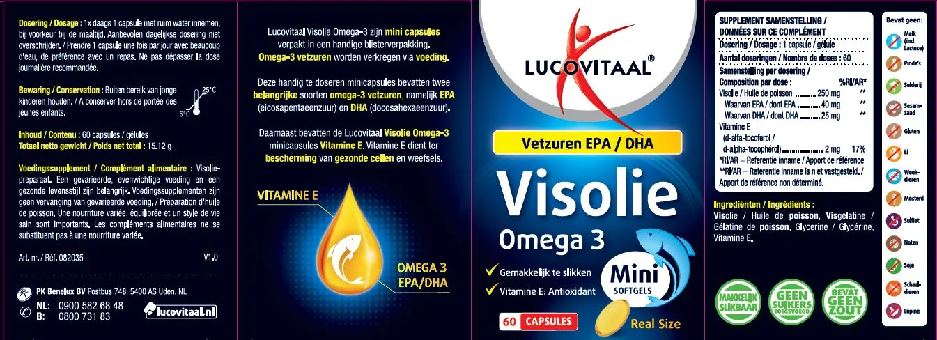 Lucovitaal Visolie Omega 3 (60 mini softgels)