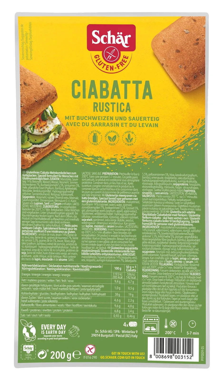 Dr. Schär Ciabatta Rustica (4 stuks)