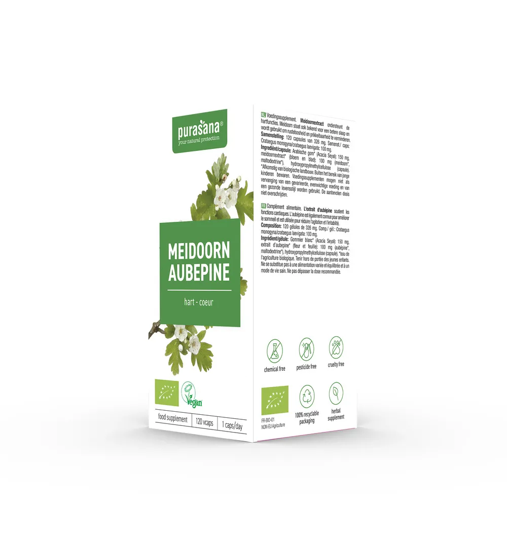 Purasana Meidoorn/Aubepine Vegan Bio (120 vega capsules) - image 4