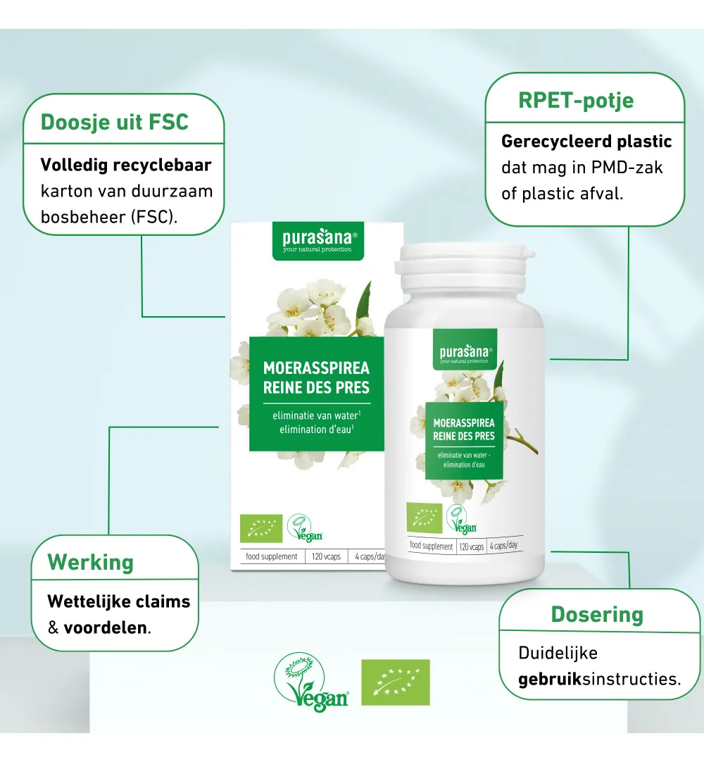 Purasana Moerasspirea/Reine Des Pres Vegan Bio (120 vega capsules) - image 8