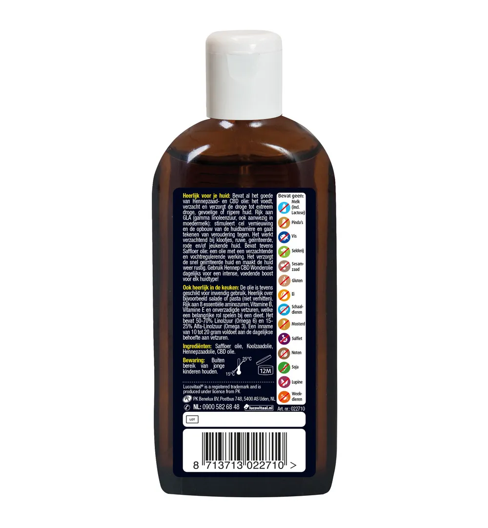 Lucovitaal CBD Hennep Huidwonder Olie (200 ml)