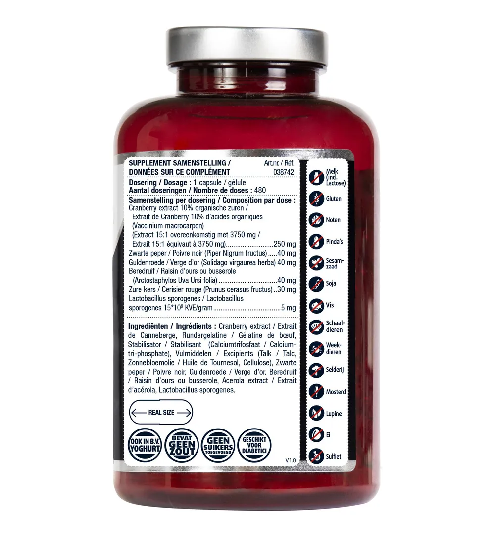 Lucovitaal Cranberry X-tra Lactobacillus (480 capsules)