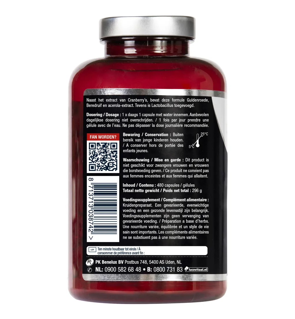 Lucovitaal Cranberry X-tra Lactobacillus (480 capsules) - image 3