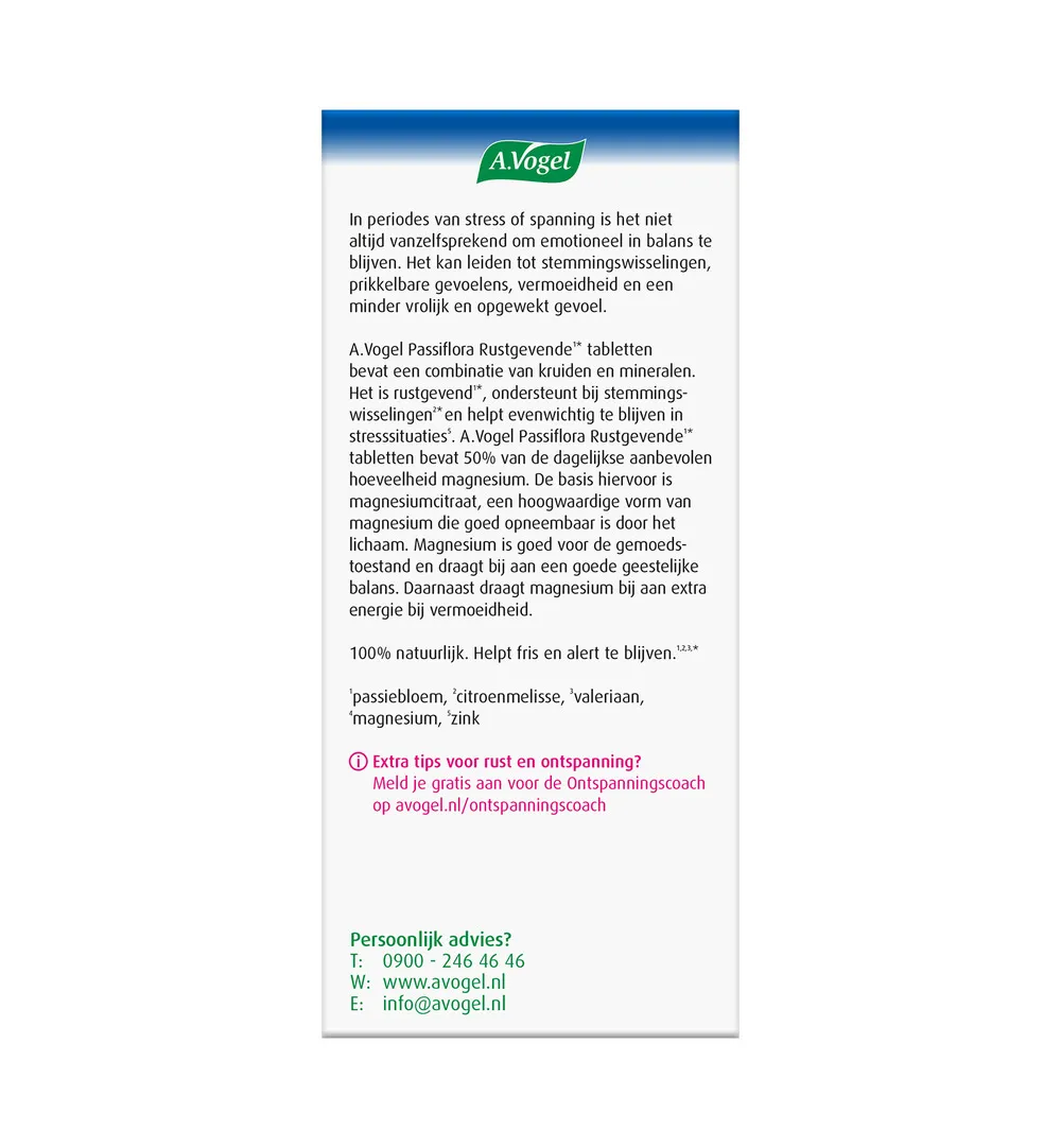 A.Vogel Passiflora rustgevende tabl. stemmingswisselingen (30 tabletten) - image 3